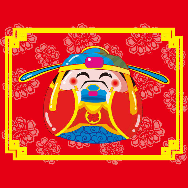 印花矢量圖T恤圖案人物不倒翁財(cái)神免費(fèi)素材