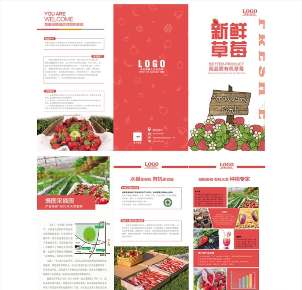 草莓水果园折页传单
