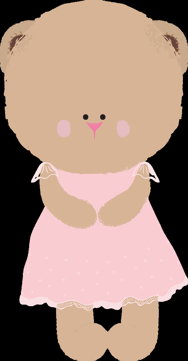 粉色裙子毛绒娃娃png透明素材