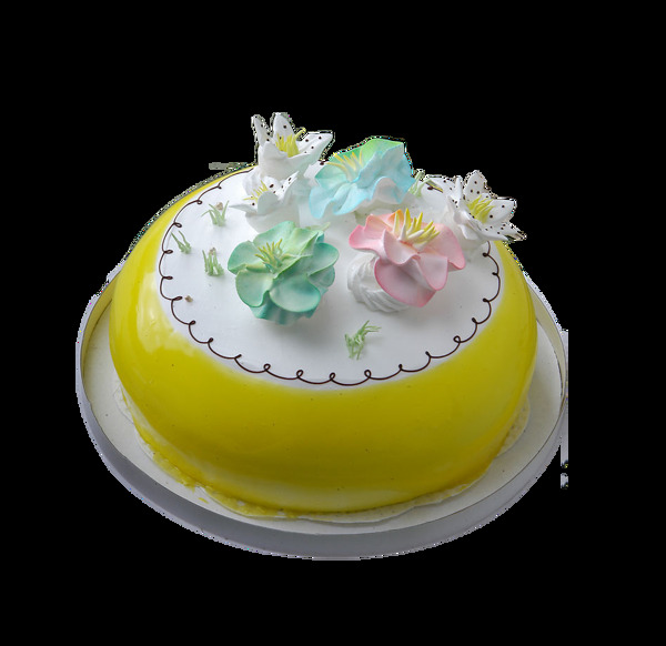 黄色花朵奶油蛋糕素材