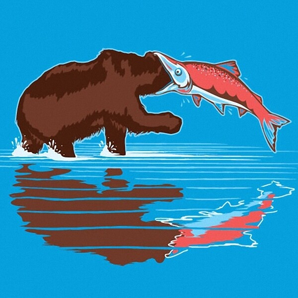 位圖T恤圖案動物棕熊鮭魚免費(fèi)素材