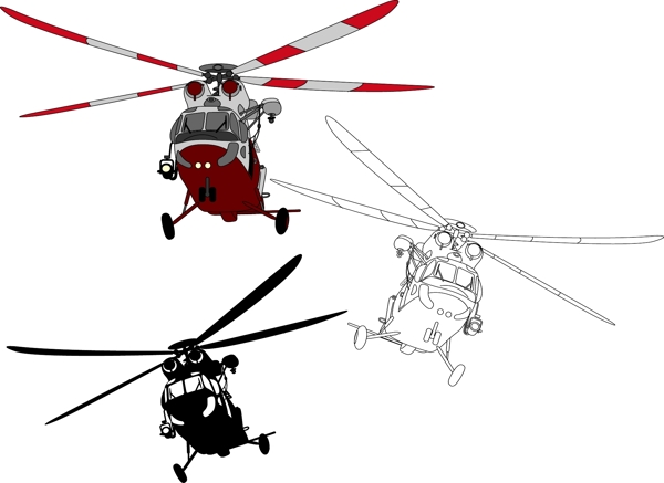 直升机卡通插画