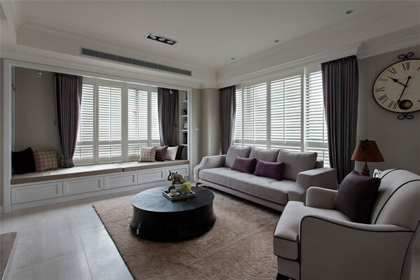 现代清新客厅褐色地毯室内装修效果图