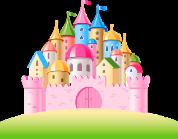 卡通唯美彩色童话城堡图案元素