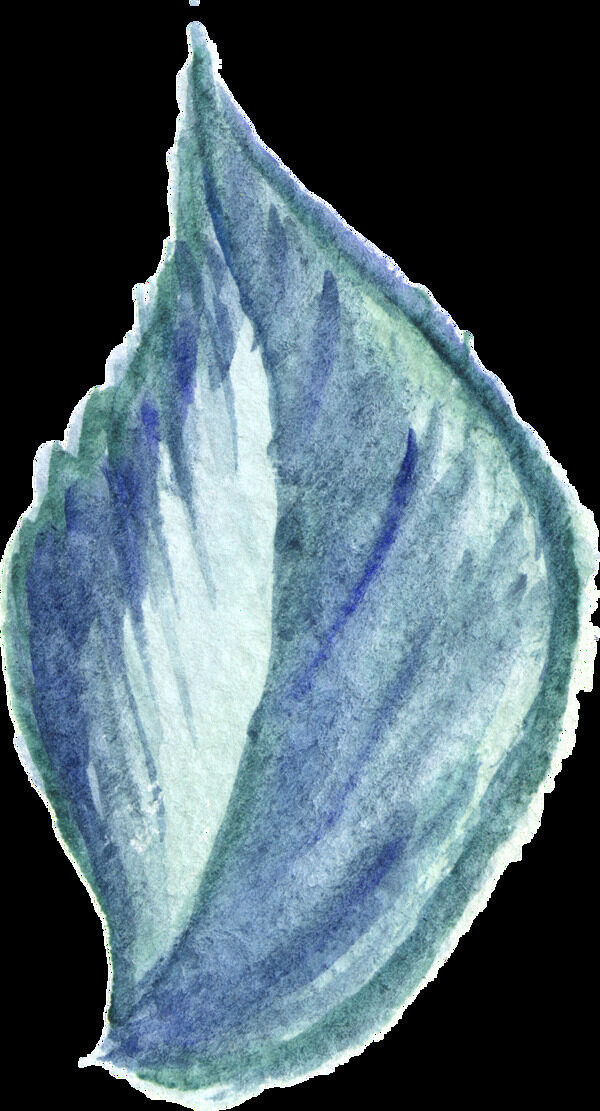 青藍花葉透明裝飾素材