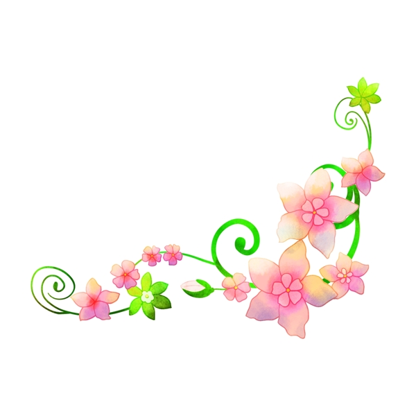 粉色的春季花藤插画