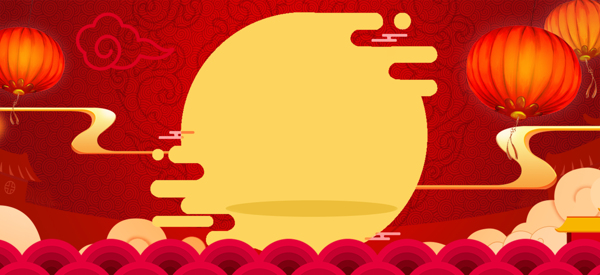 紅色燈籠扇形banner背景素材