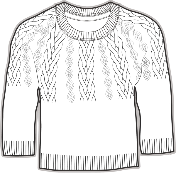 毛衣秋冬款男孩服装设计线稿矢量素材