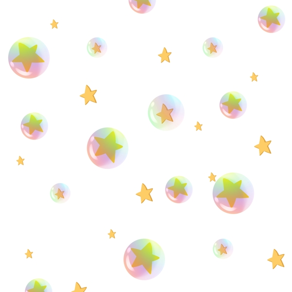 彩虹气泡球星星漂浮手绘原创透明底免抠