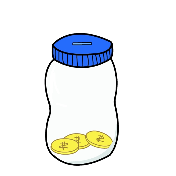 玻璃瓶子存钱罐插画