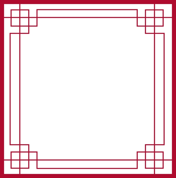 紅色中式線(xiàn)條剪紙邊框