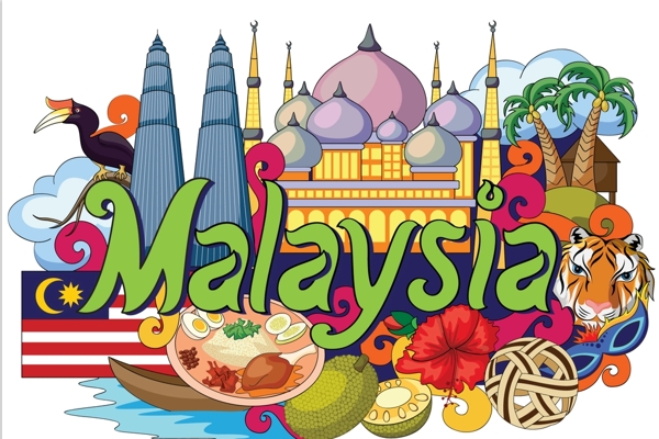 马来西亚国家手绘插画