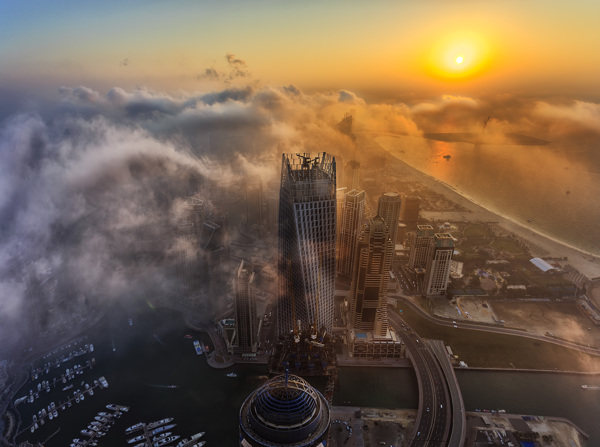 鸟瞰迪拜风景图片