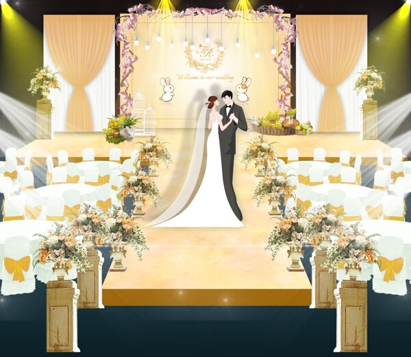 婚礼舞台背景布置