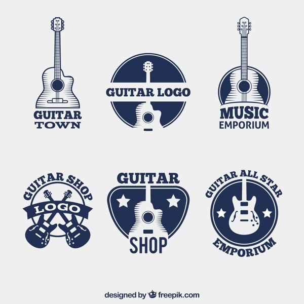 各种形状吉他元素图标标签