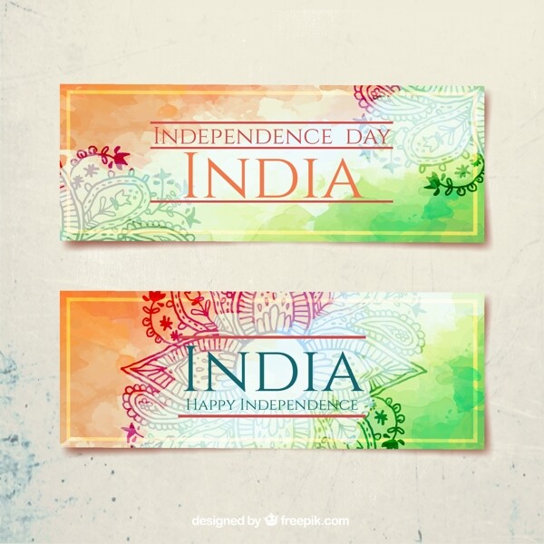 印度独立日水彩横幅