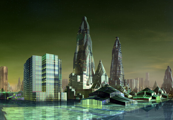 未来城市插画图片