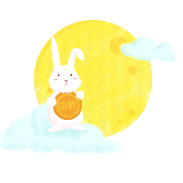 玉兔月饼卡通手绘中秋素材