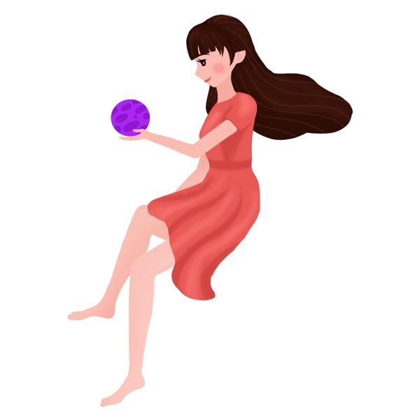 簡約手繪女孩裝飾素材