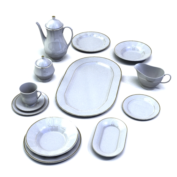 整套餐具茶具盘子杯子3d模型