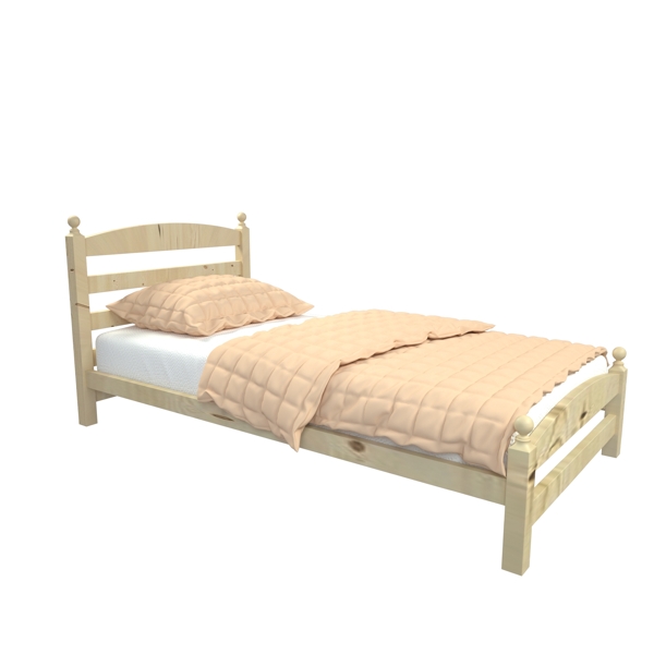 3D写实风格木质单人床