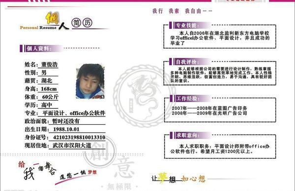 個(gè)人簡(jiǎn)歷圖片