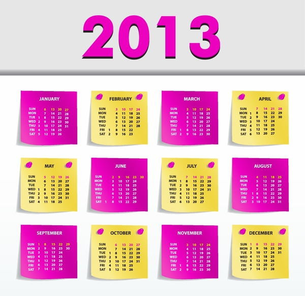 2013年便貼日歷