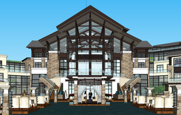 东南亚风格凯宾斯基山地酒店skp模型