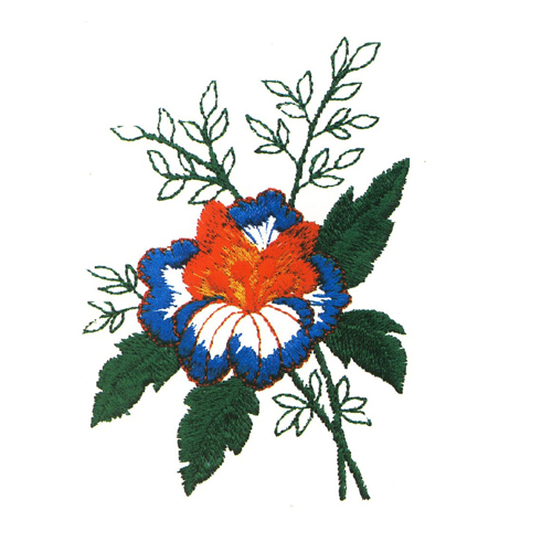 繡花花卉色彩藍(lán)色綠色免費(fèi)素材