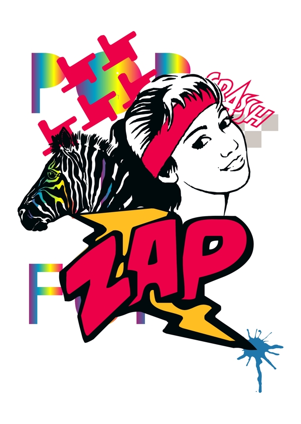 印花矢量圖人物女人文字英文免費(fèi)素材