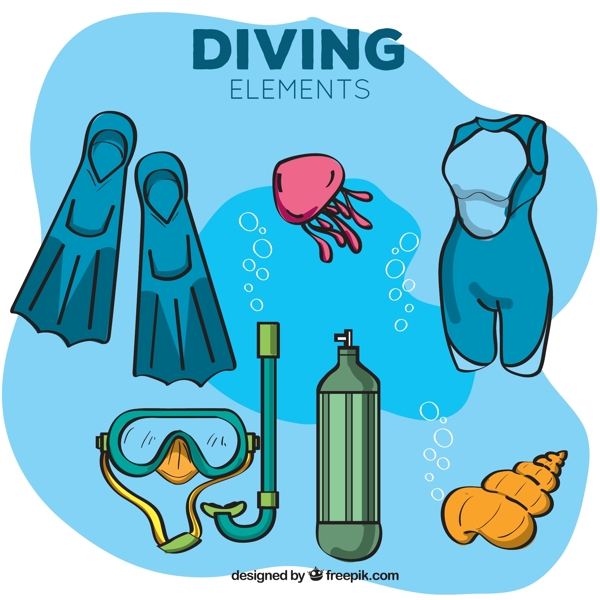 海底手绘潜水设备