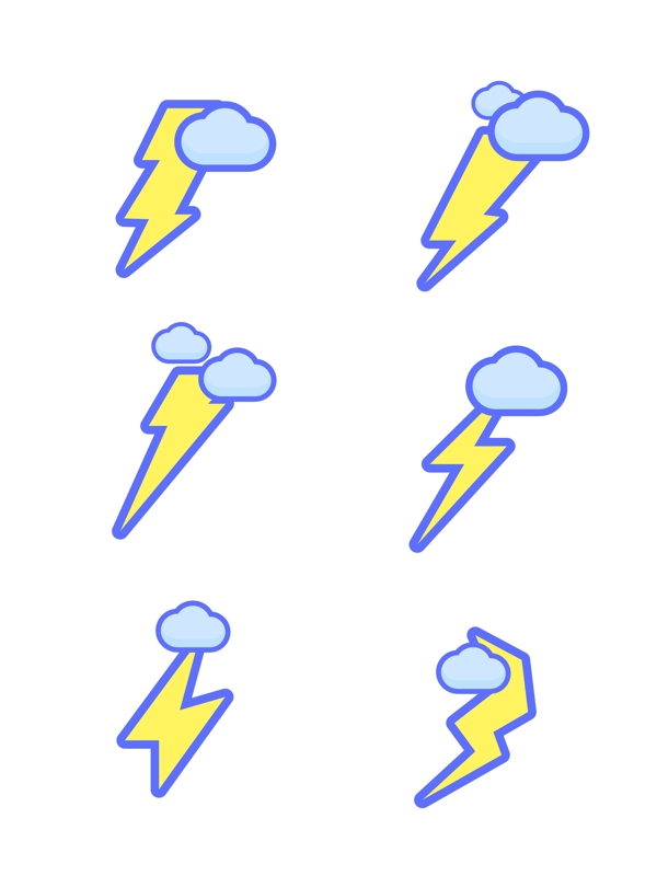 闪电标签卡通乌云简约矢量图标符号可商用
