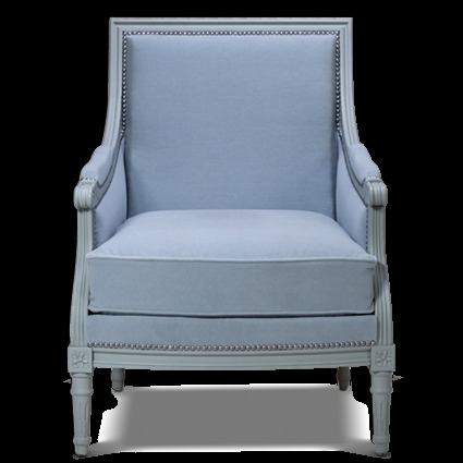 清新雅致淡蓝色单人椅产品实物