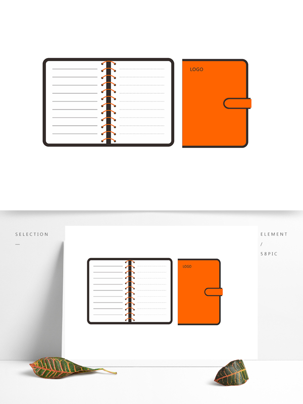 橙色笔记本矢量图