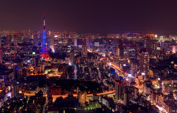 东京铁塔夜景摄影图片