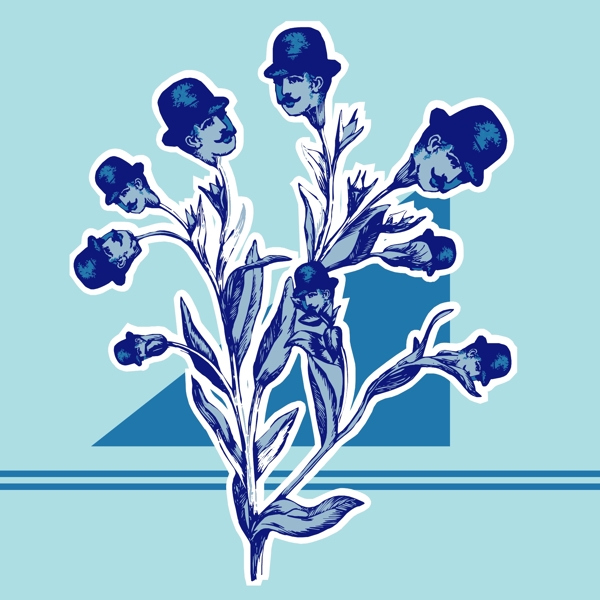 印花矢量圖花卉抽象色彩藍(lán)色免費(fèi)素材