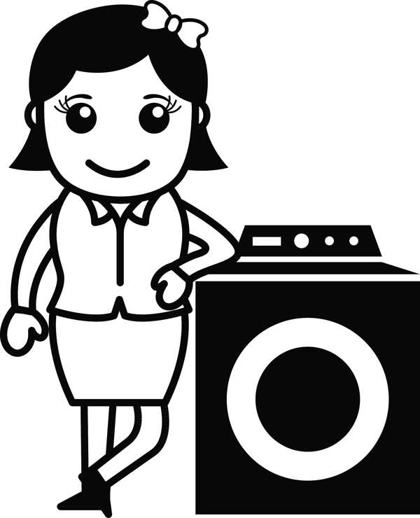洗衣機矢量插畫的女人