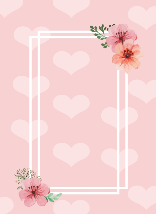粉色浪漫甜心鲜花背景素材