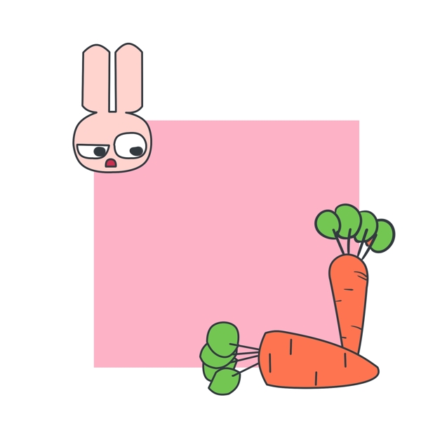 小兔子边框手绘插画