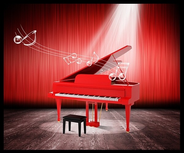 红色钢琴舞蹈音乐图片