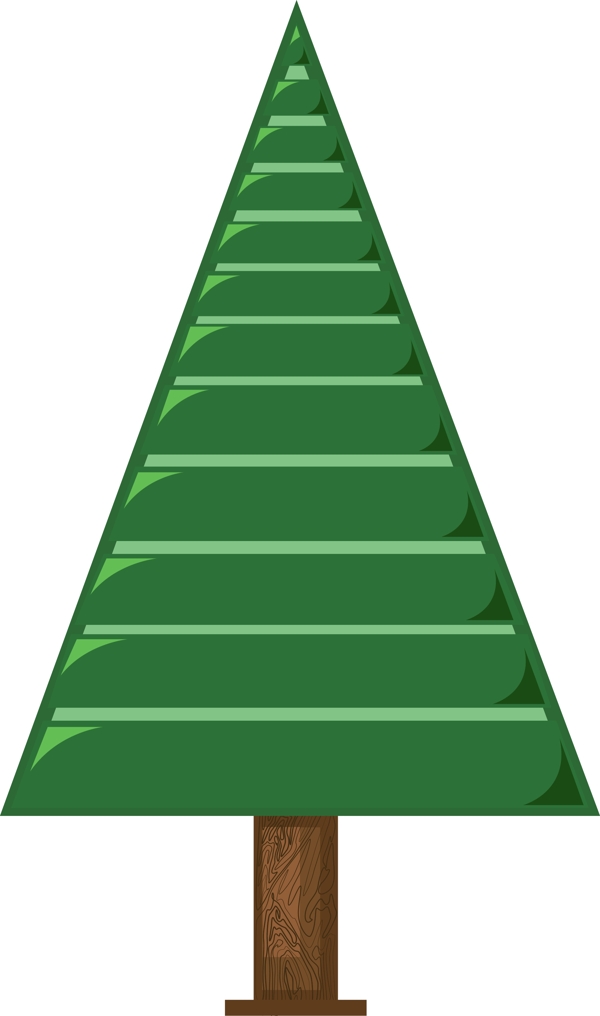 卡通三角形绿色树叶