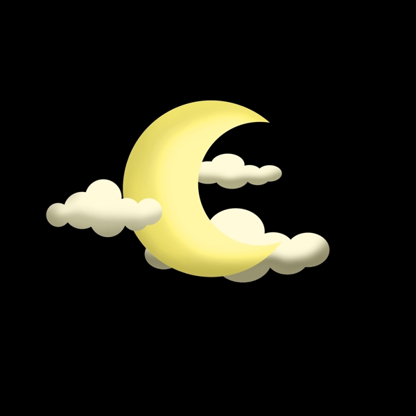 日月星辰金色月亮云朵元素