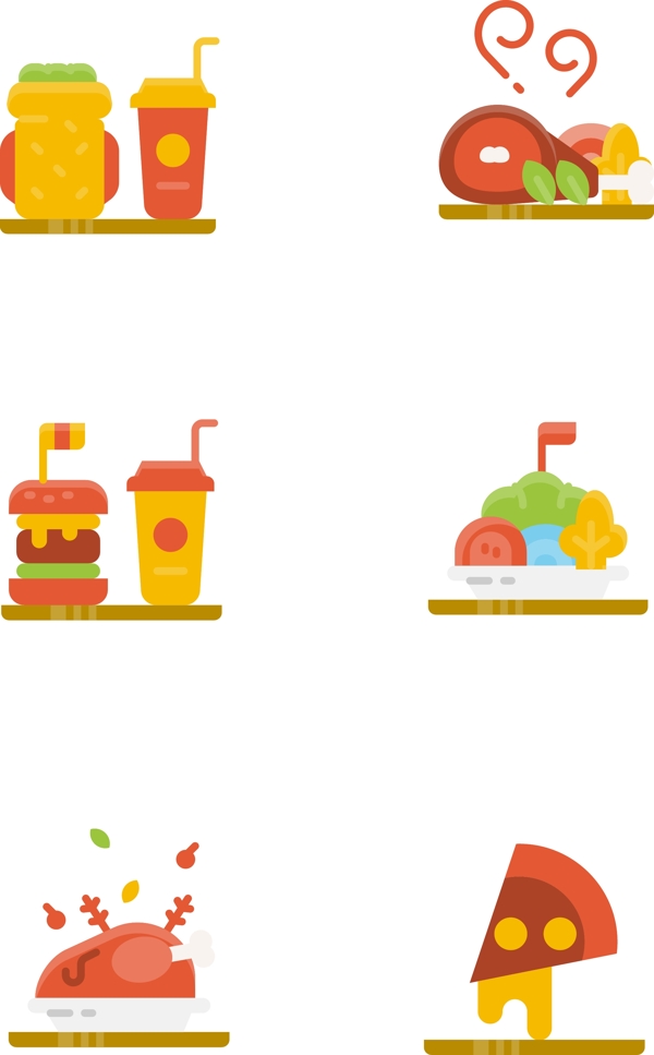 可口的食品插画图标