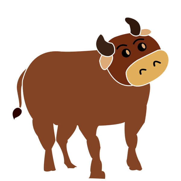 卡通简约一头牛动物设计