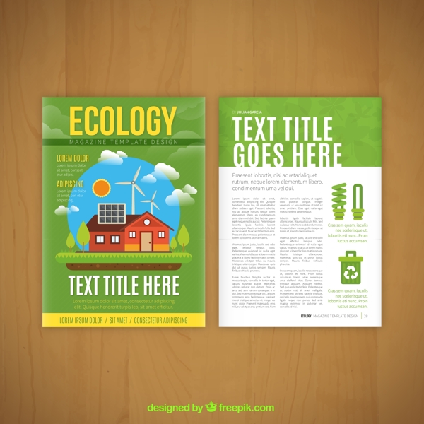 绿色生态学宣传单页矢量素材