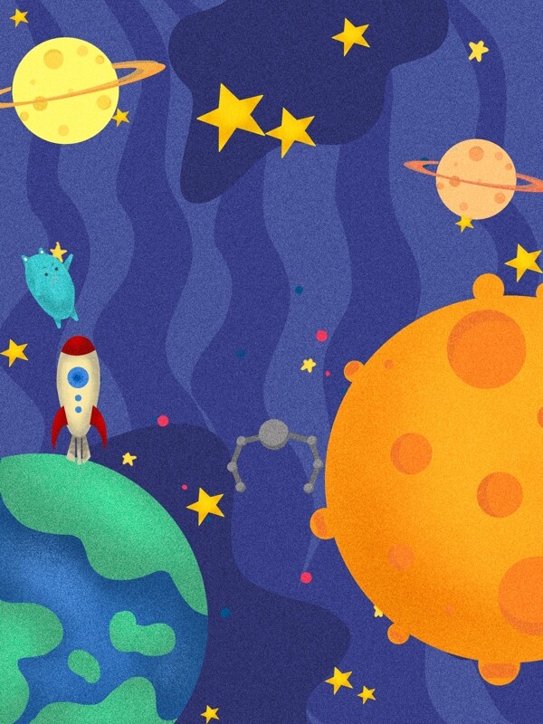 夢幻大氣星空宇宙插畫背景