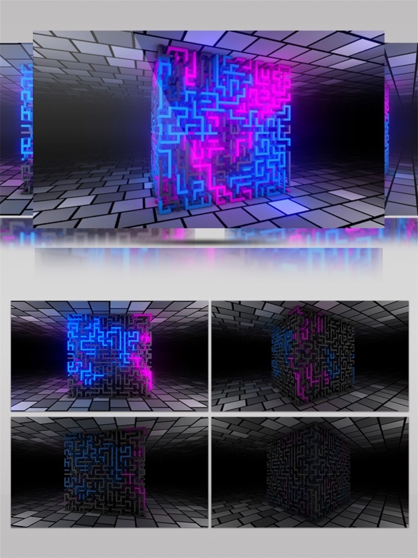 紫蓝光束迷宫高清视频素材