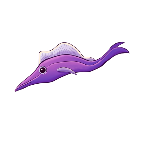 手绘卡通紫色海鱼