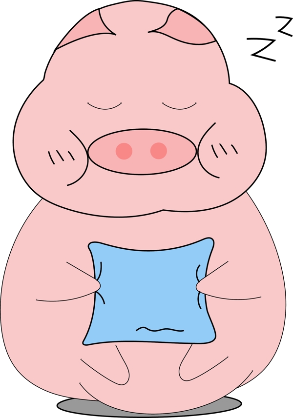 可爱粉色小猪猪年睡觉抱枕表情可商用元素