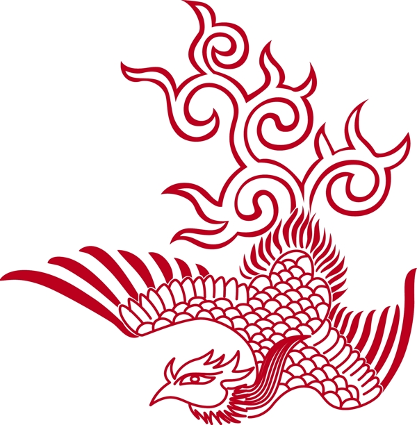印花矢量圖動物鳳凰色彩紅色免費(fèi)素材
